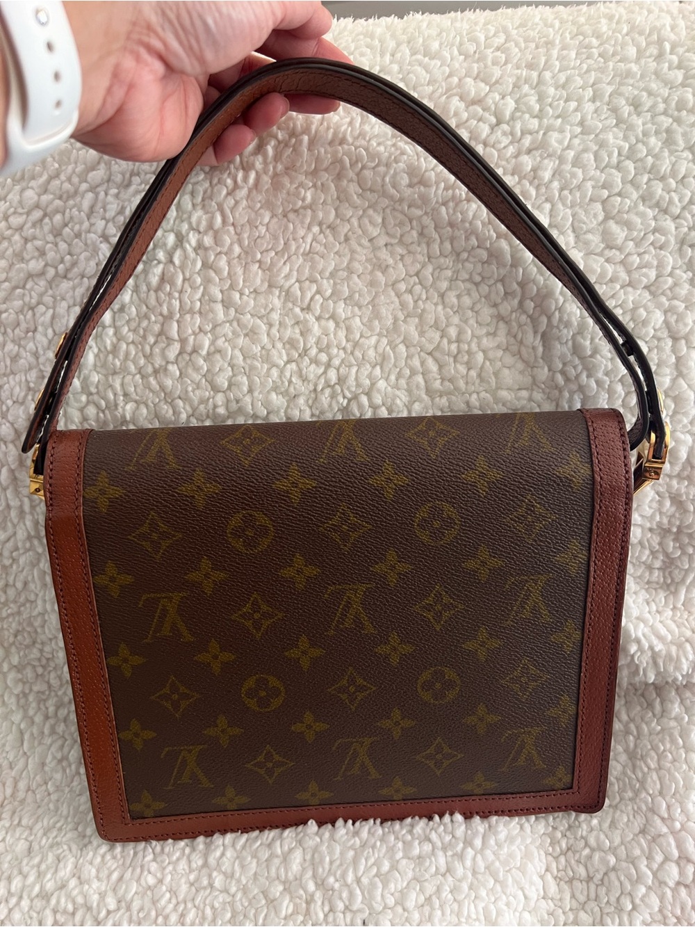 LOUIS VUITTON Sac Dauphine Shoulder Bag vintage Brown Monogram Canvas w/ COA - Picture 3 of 17